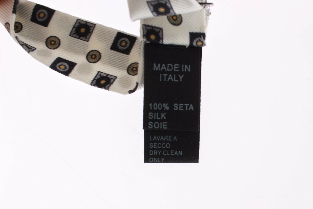 Dolce & Gabbana White Silk Bowtie Leather Men Belt Gift Box
