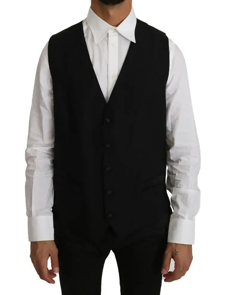 Dolce & Gabbana Black Solid Wool Silk Vest - Zachava Main image