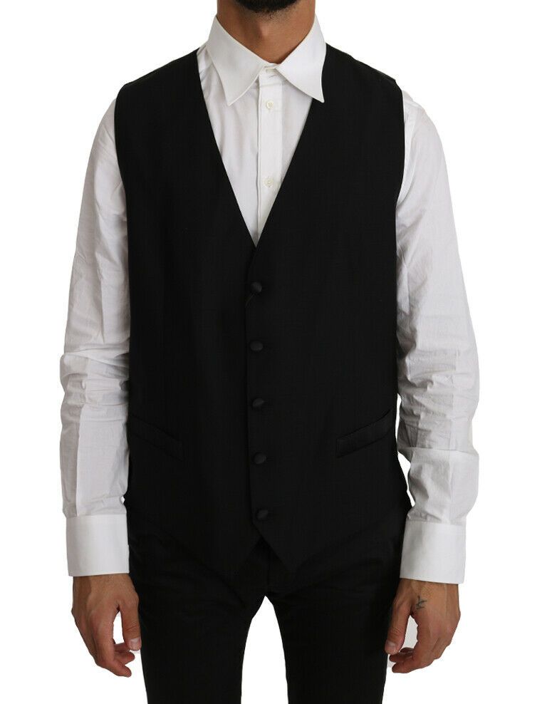 Dolce & Gabbana Elegant Black Formal Wool Blend Vest - ACCEXO