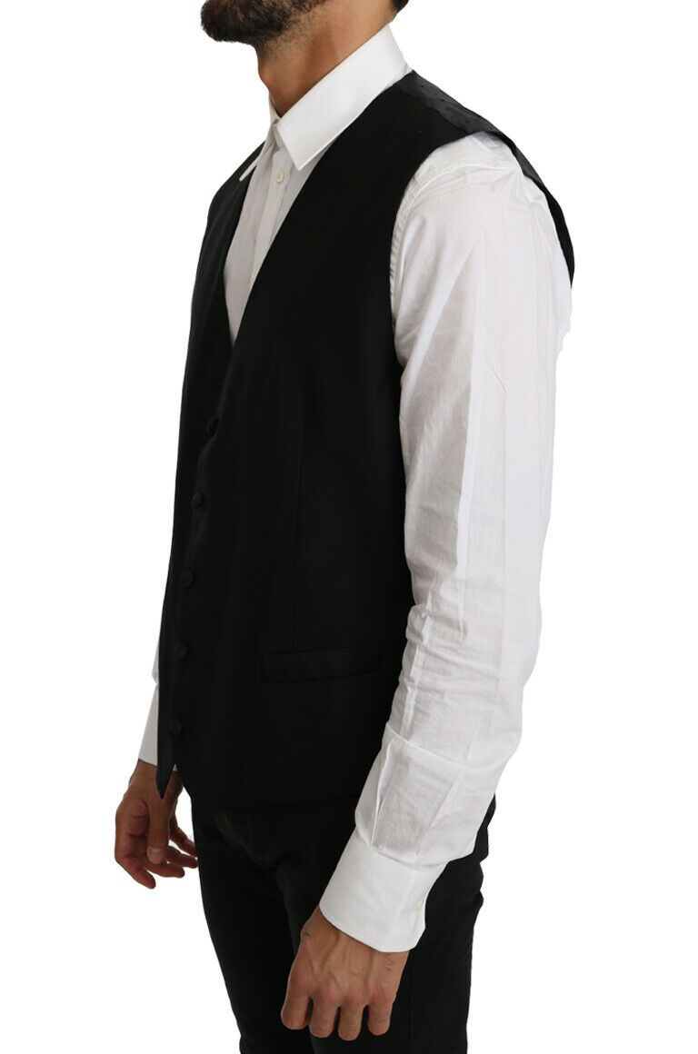 Dolce & Gabbana Elegant Black Formal Wool Blend Vest - ACCEXO