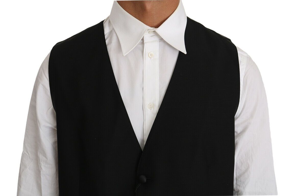 Dolce & Gabbana Elegant Black Formal Wool Blend Vest - ACCEXO