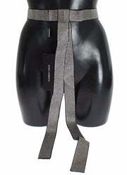Dolce & Gabbana Black Silk Crystal Bow Waist Belt Elegance - ACCEXO