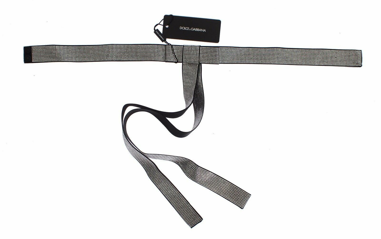 Dolce & Gabbana Black Silk Crystal Bow Waist Belt Elegance - ACCEXO