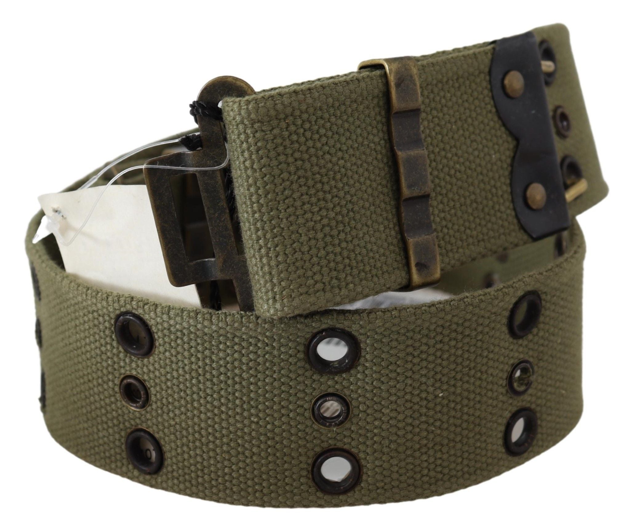 Ermanno Scervino Chic Army Green Cotton Waist Belt - ACCEXO