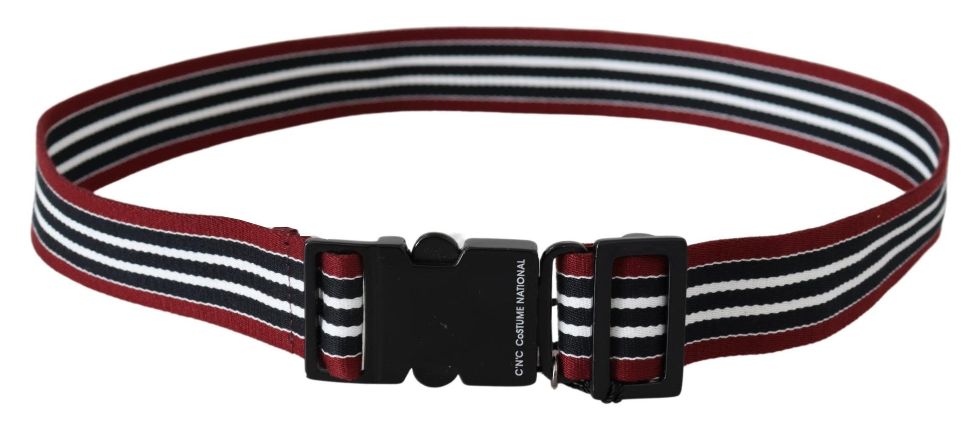 Costume National Striped Leather Fashion Belt in Black & Red - ACCEXO