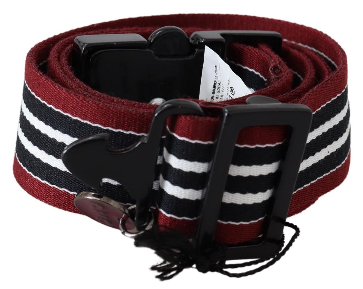 Costume National Striped Leather Fashion Belt in Black & Red - ACCEXO