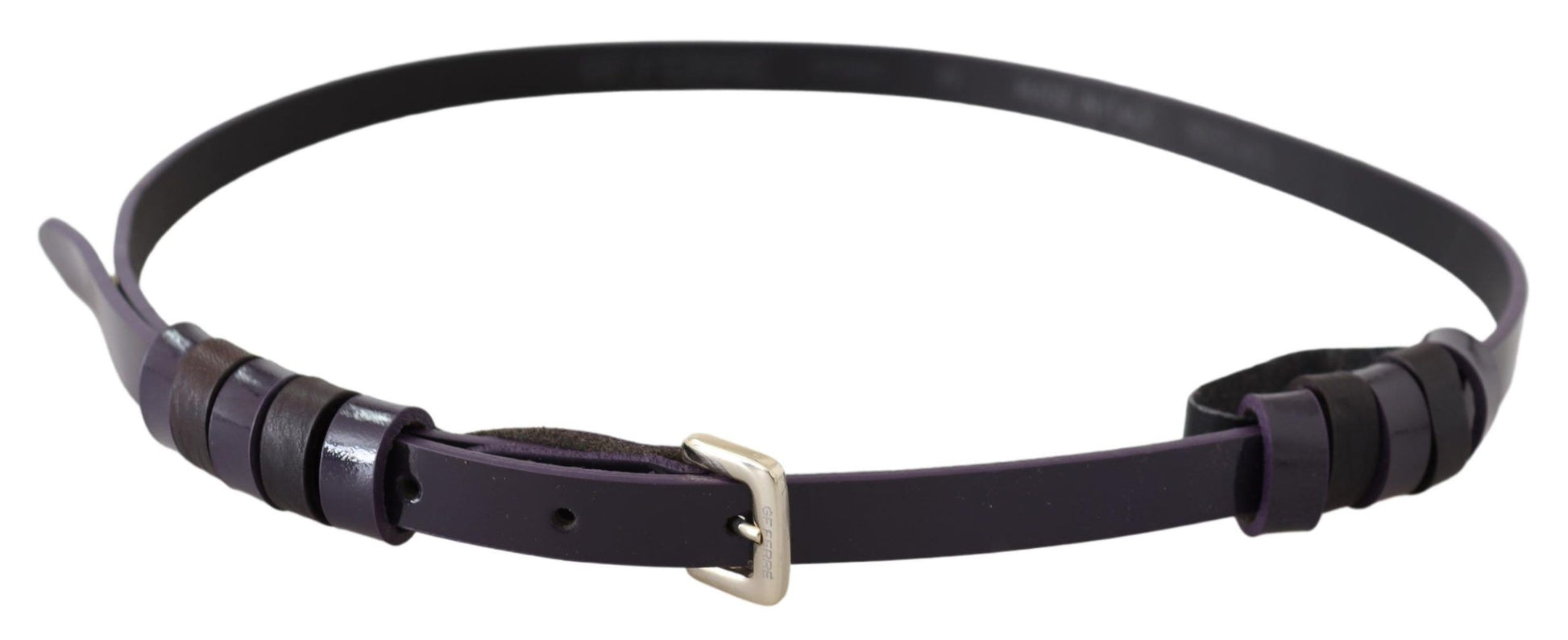 GF Ferre Chic Black Leather Belt with Chrome Silver Tone Buckle - ACCEXO