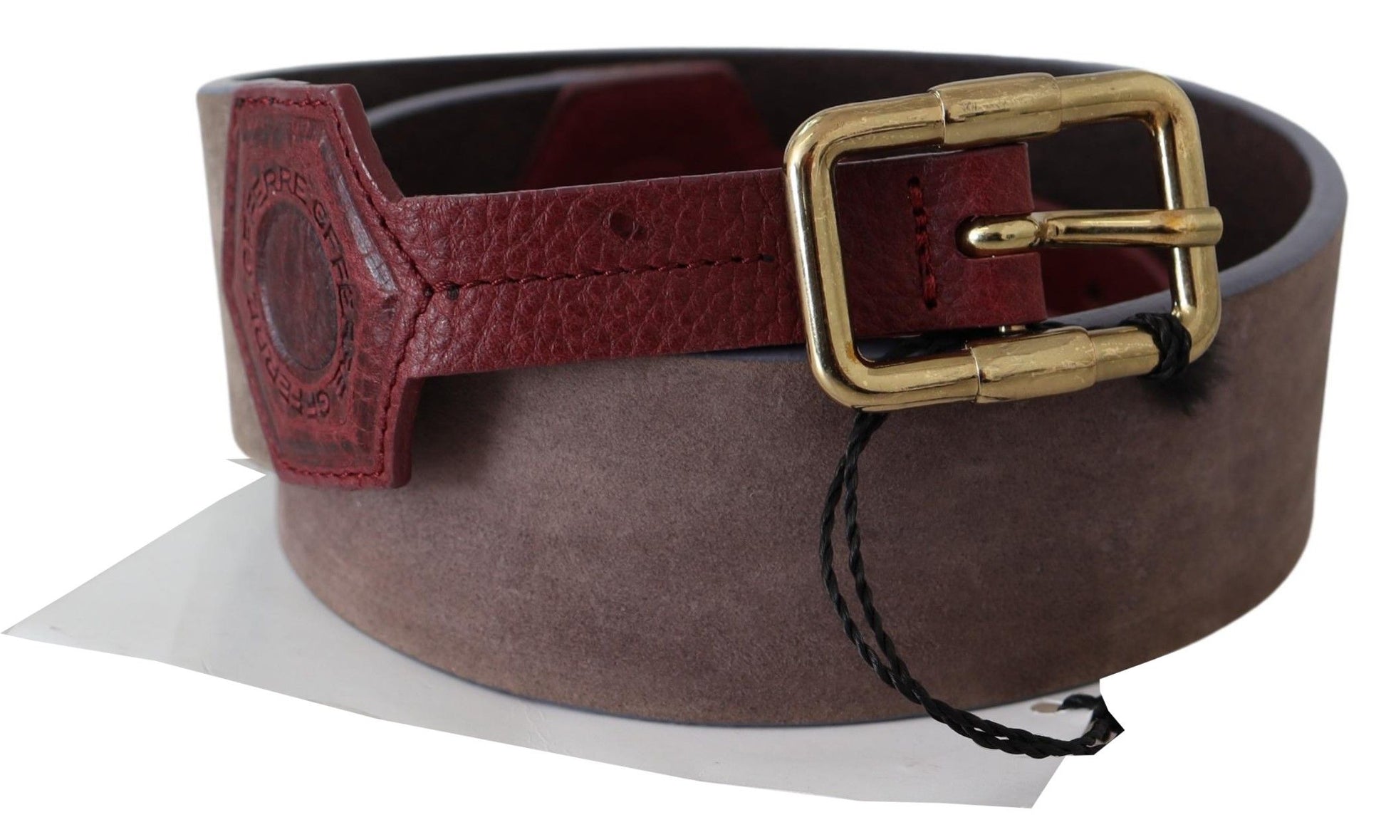 GF Ferre Elegant Brown Leather Belt with Gold Buckle - ACCEXO