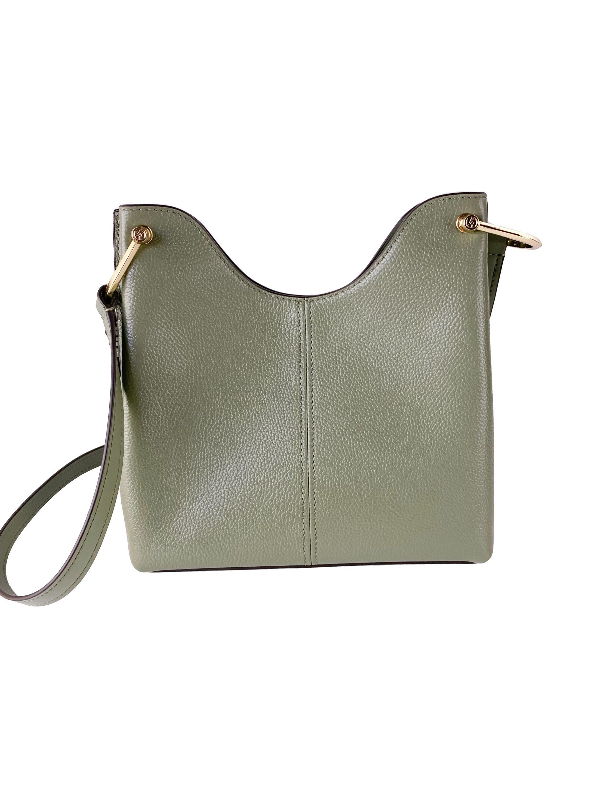 Michael Kors Joan Large Perforated Suede Leather Slouchy Messenger Handbag (Army Green) - ACCEXO