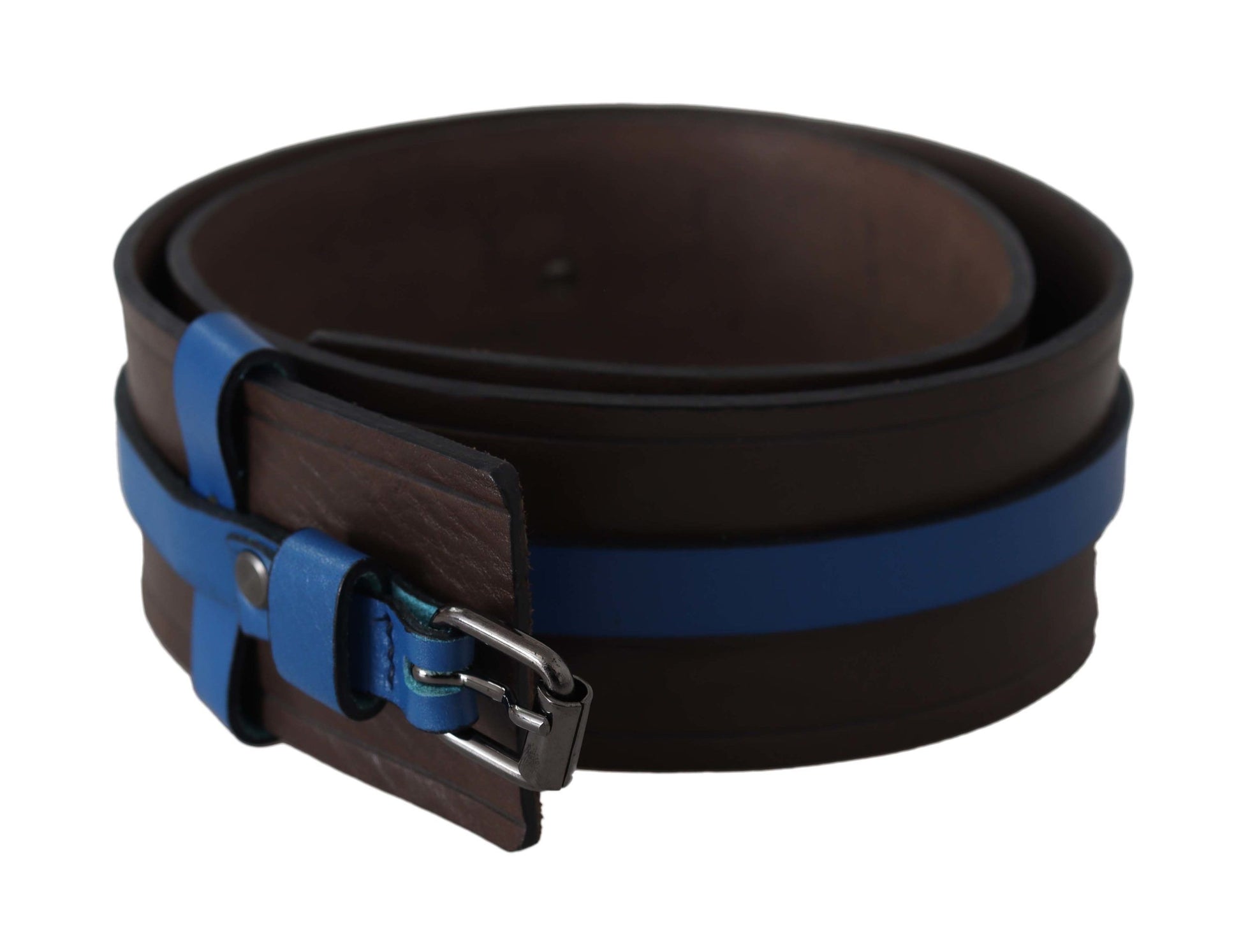 Costume National Elegant Brown Leather Belt with Blue Lining - ACCEXO