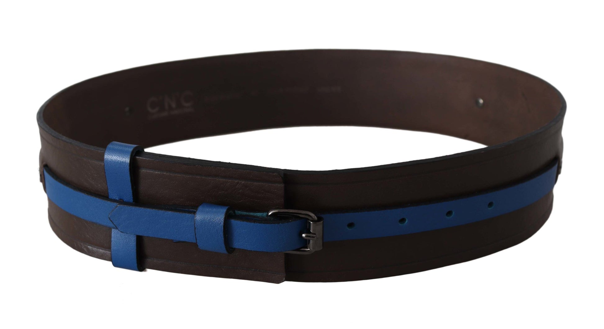 Costume National Elegant Brown Leather Belt with Blue Lining - ACCEXO