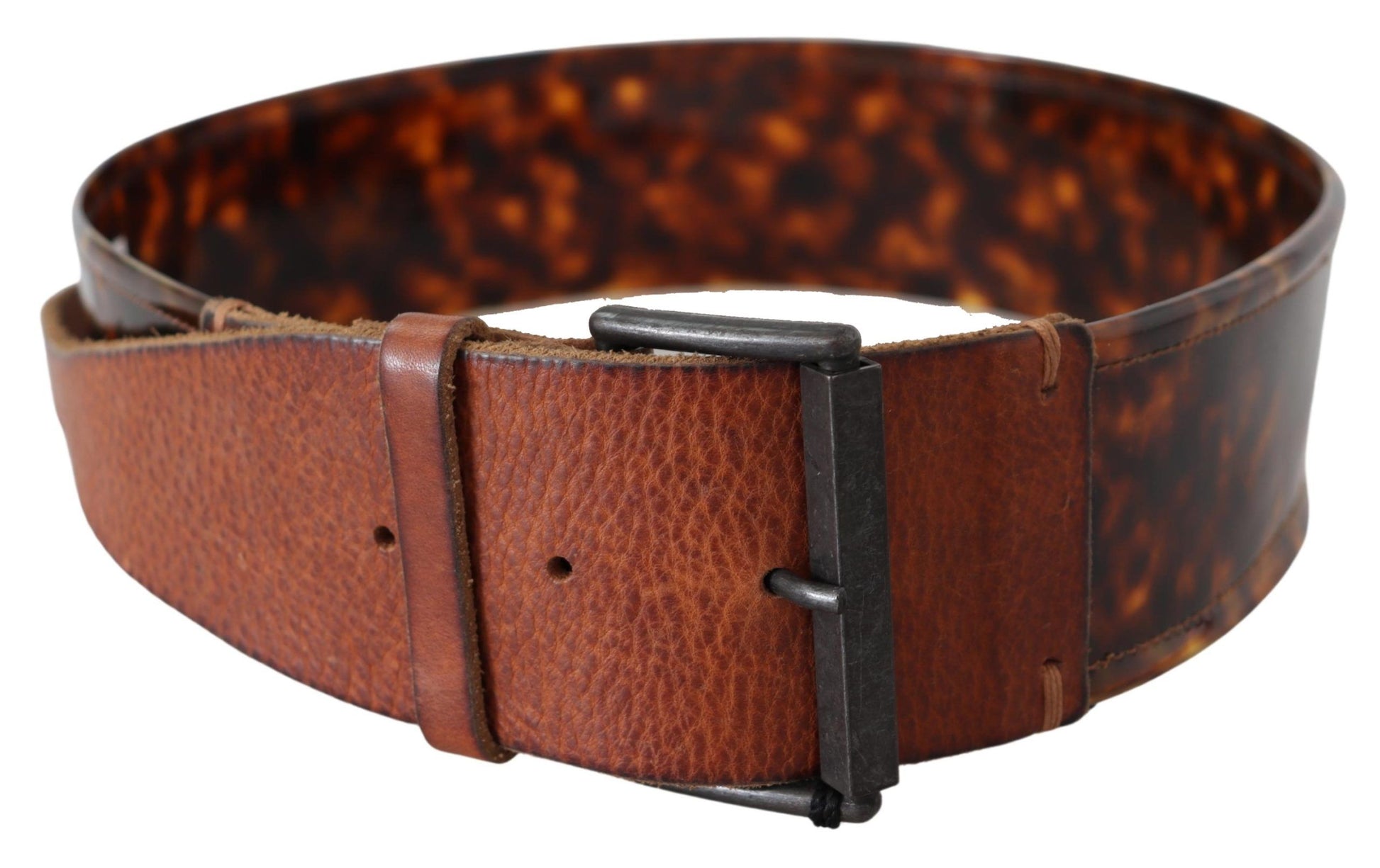 Ermanno Scervino Elegant Dark Brown Leather Belt with Vintage Buckle - ACCEXO