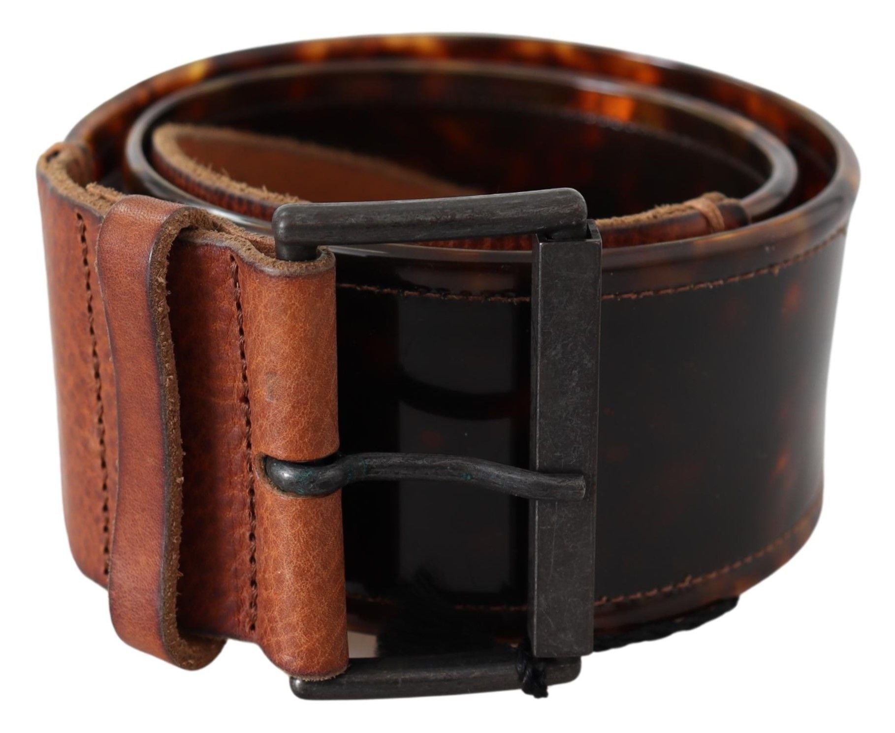 Ermanno Scervino Elegant Dark Brown Leather Belt with Vintage Buckle - ACCEXO