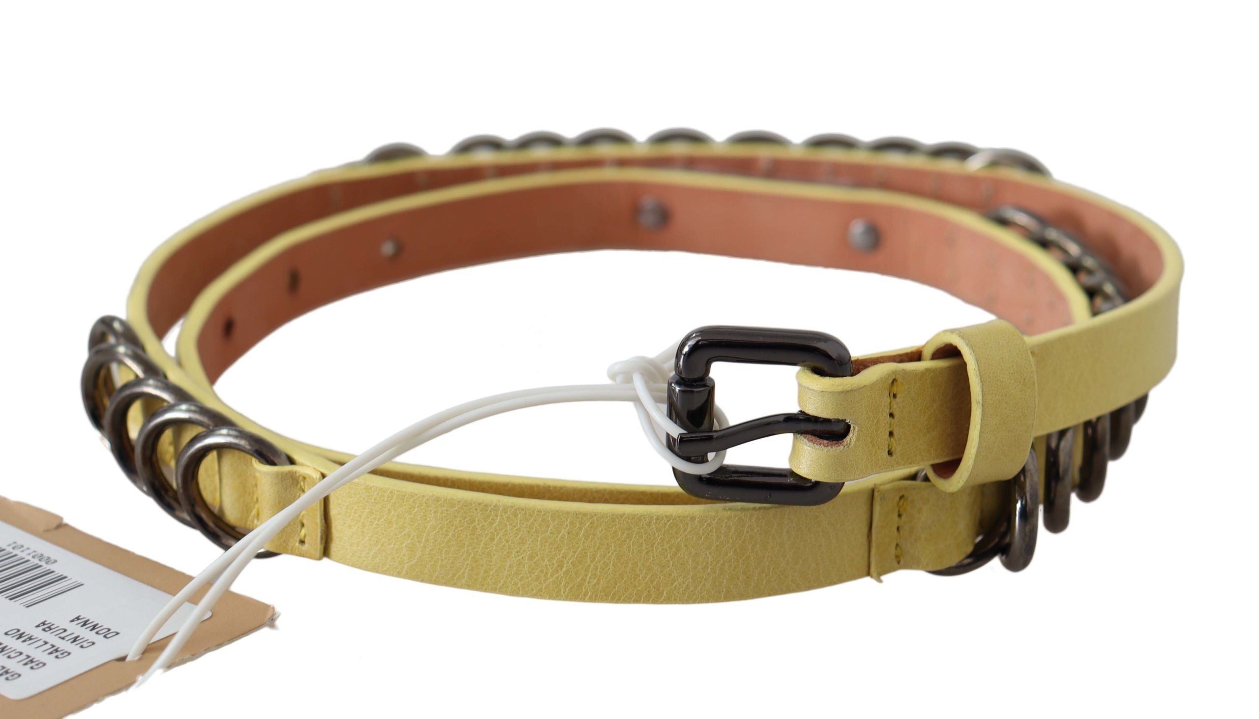 John Galliano Chic Yellow Leather Skinny Belt - ACCEXO