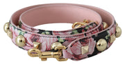 Dolce & Gabbana Floral Gold Stud Leather Strap in Pink - ACCEXO