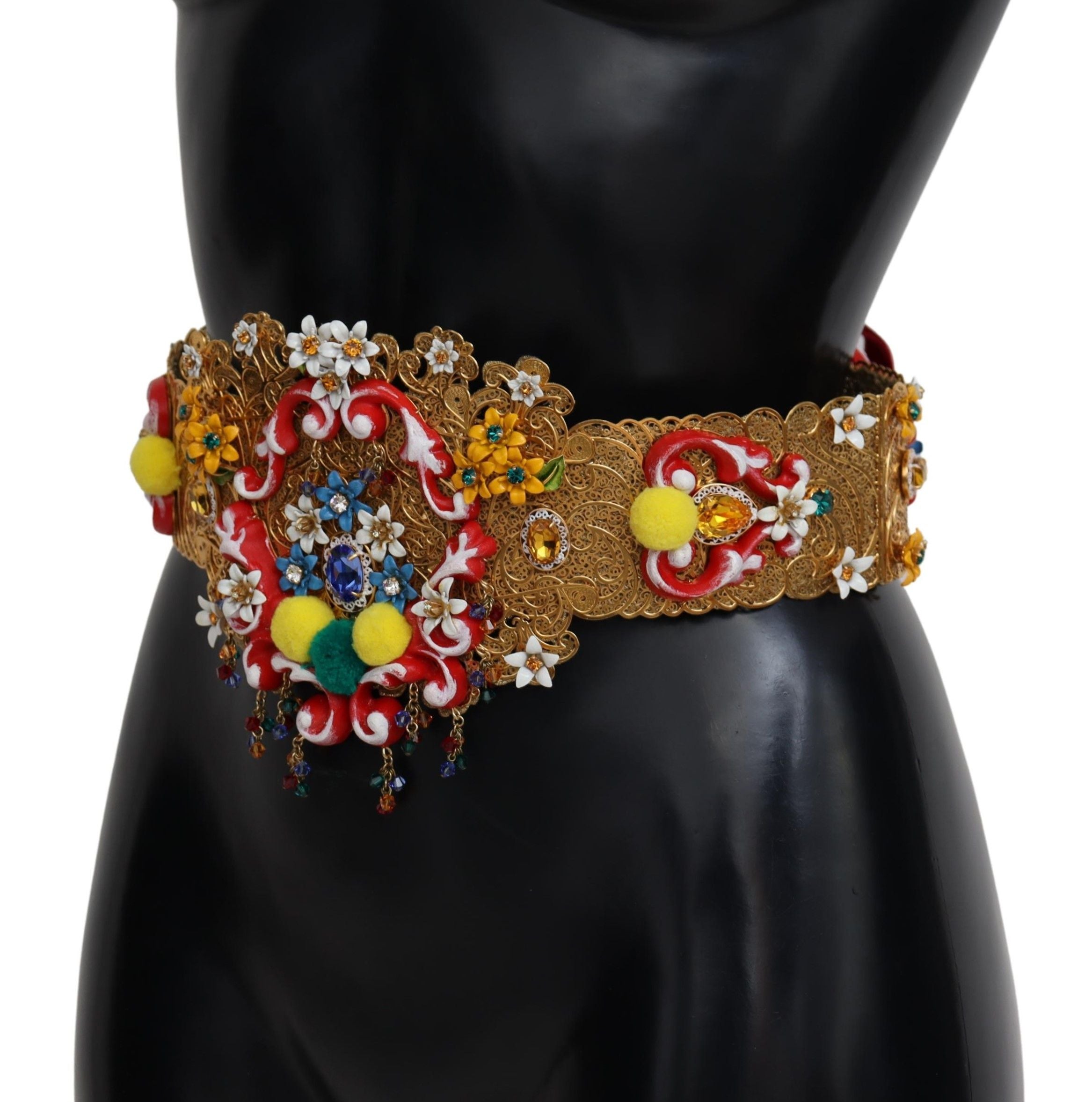 Dolce & Gabbana Gold-Tone Floral Crystal Waist Belt - ACCEXO