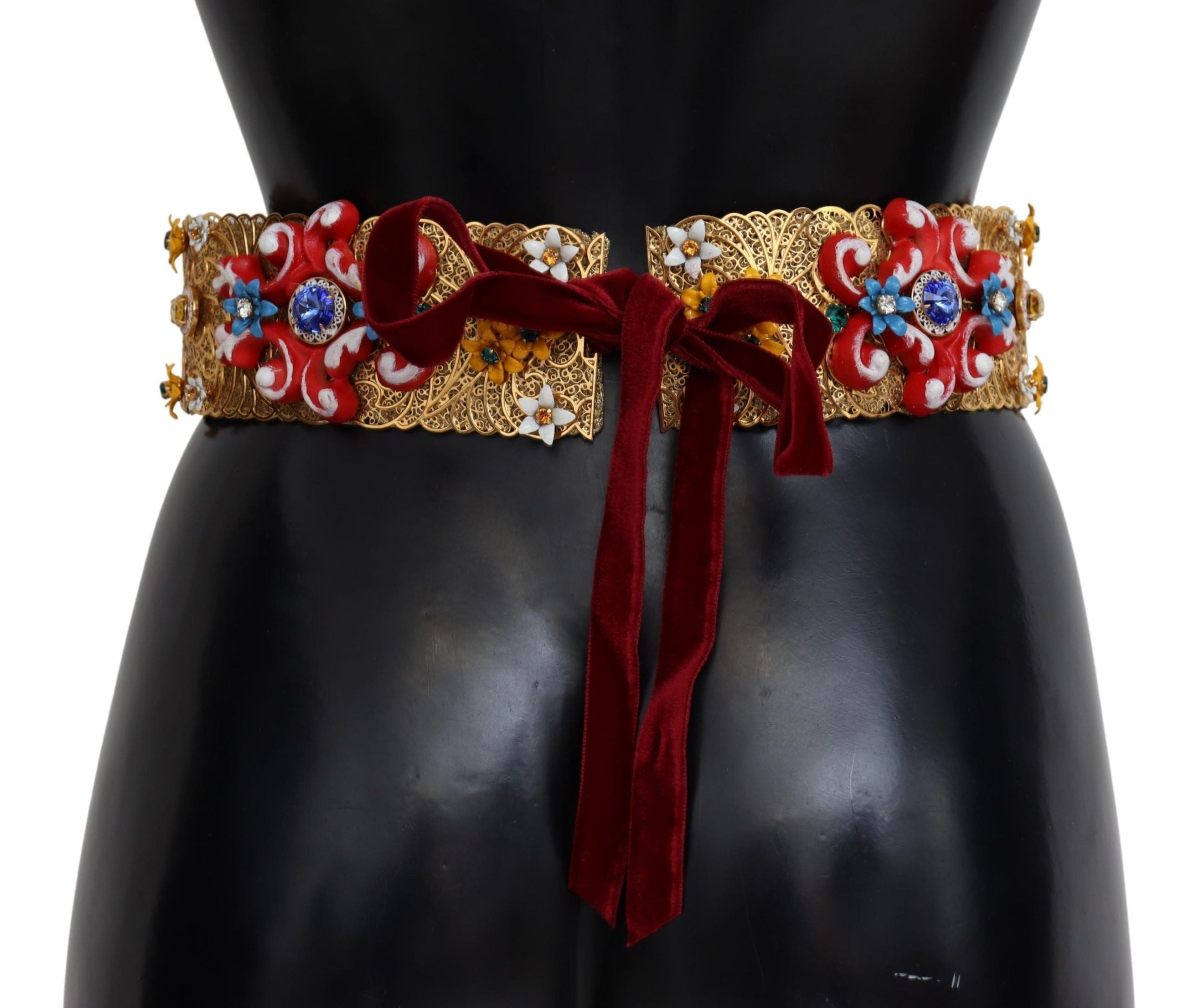 Dolce & Gabbana Gold-Tone Floral Crystal Waist Belt - ACCEXO