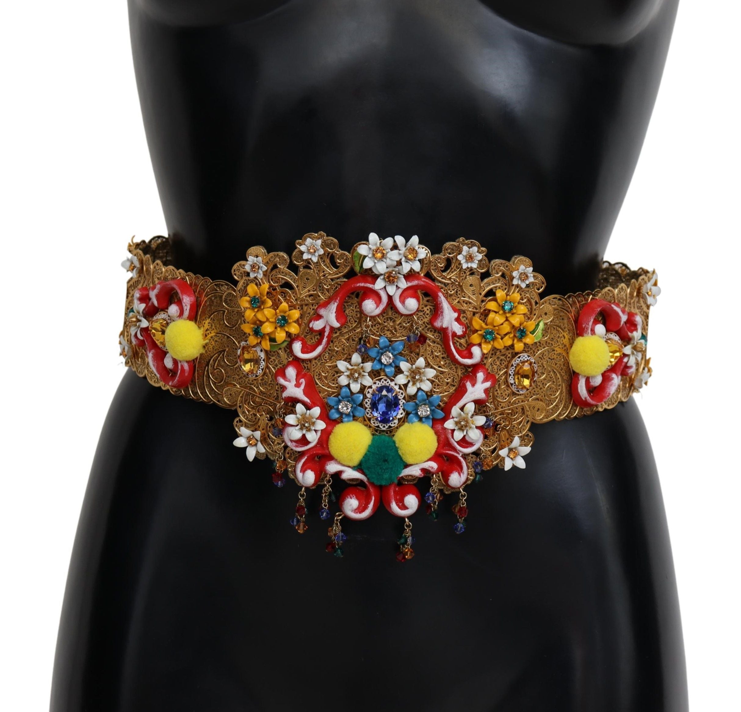 Dolce & Gabbana Gold-Tone Floral Crystal Waist Belt - ACCEXO