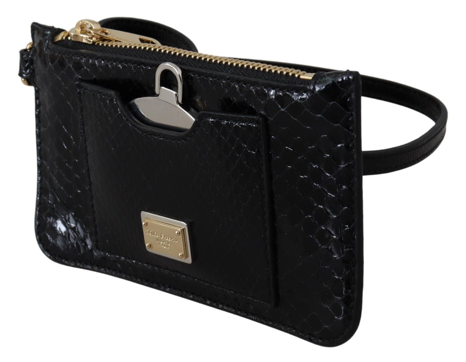 Dolce & Gabbana Elegant Python Pattern Leather Wristlet Wallet - ACCEXO