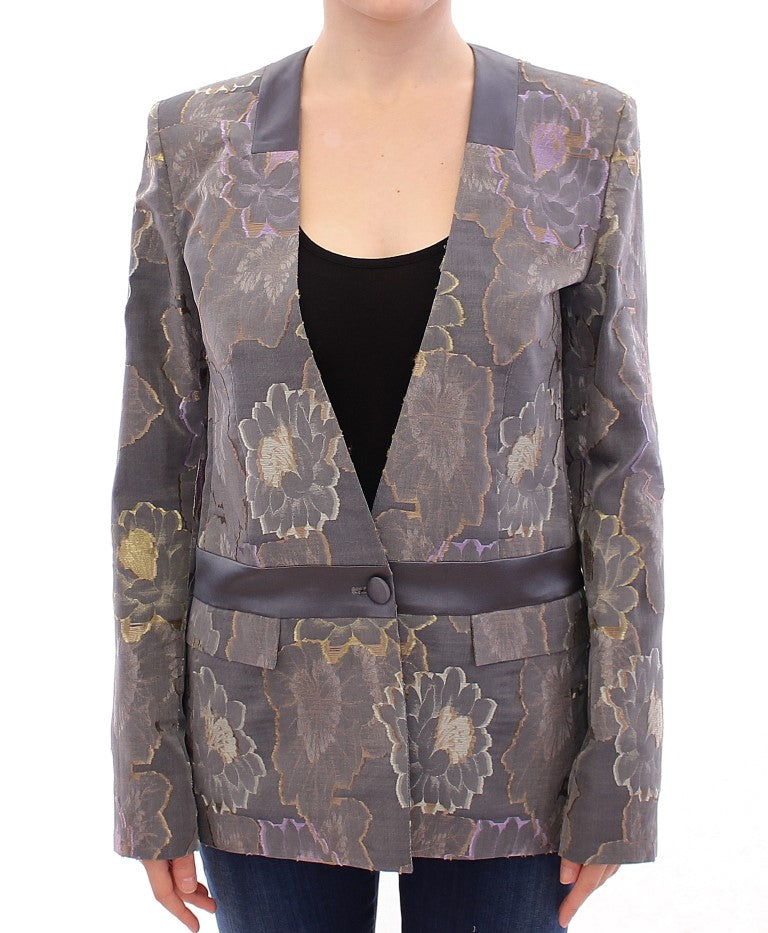 Roberto Fragata Chic Silk Floral One-Button Blazer - ACCEXO