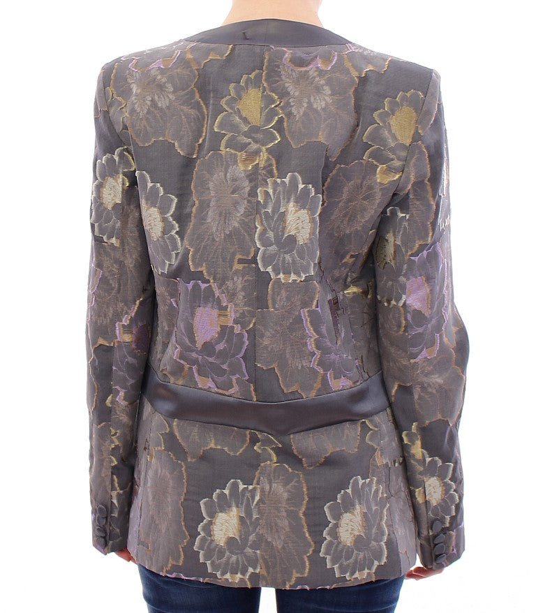 Roberto Fragata Chic Silk Floral One-Button Blazer - ACCEXO