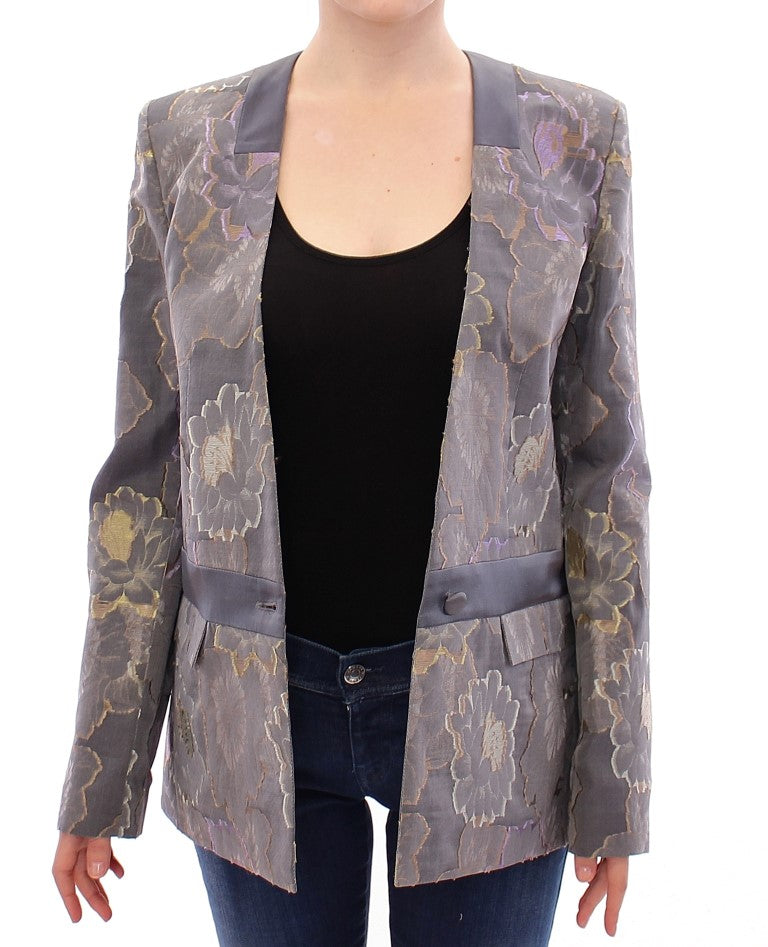 Roberto Fragata Chic Silk Floral One-Button Blazer - ACCEXO