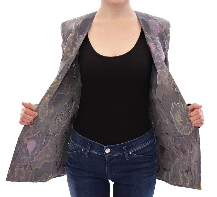 Roberto Fragata Chic Silk Floral One-Button Blazer - ACCEXO