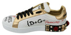 Dolce & Gabbana Elegant Sequined Floral Leather Sneakers - ACCEXO
