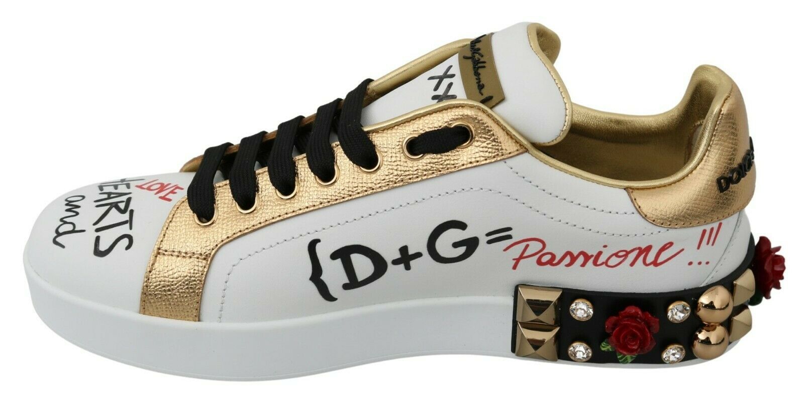 Dolce & Gabbana Elegant Sequined Floral Leather Sneakers - ACCEXO