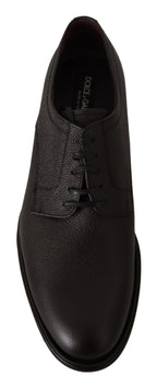 Dolce & Gabbana Elegant Black Leather Derby Dress Shoes - ACCEXO