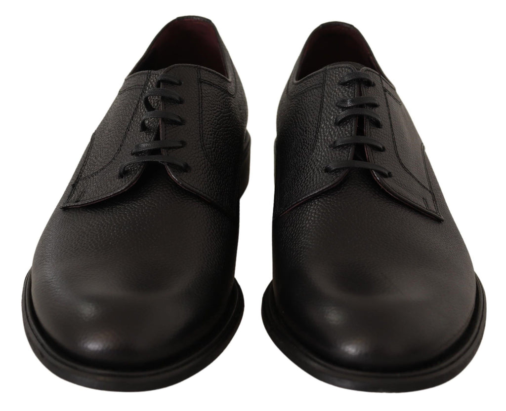 Dolce & Gabbana Elegant Black Leather Derby Dress Shoes - ACCEXO