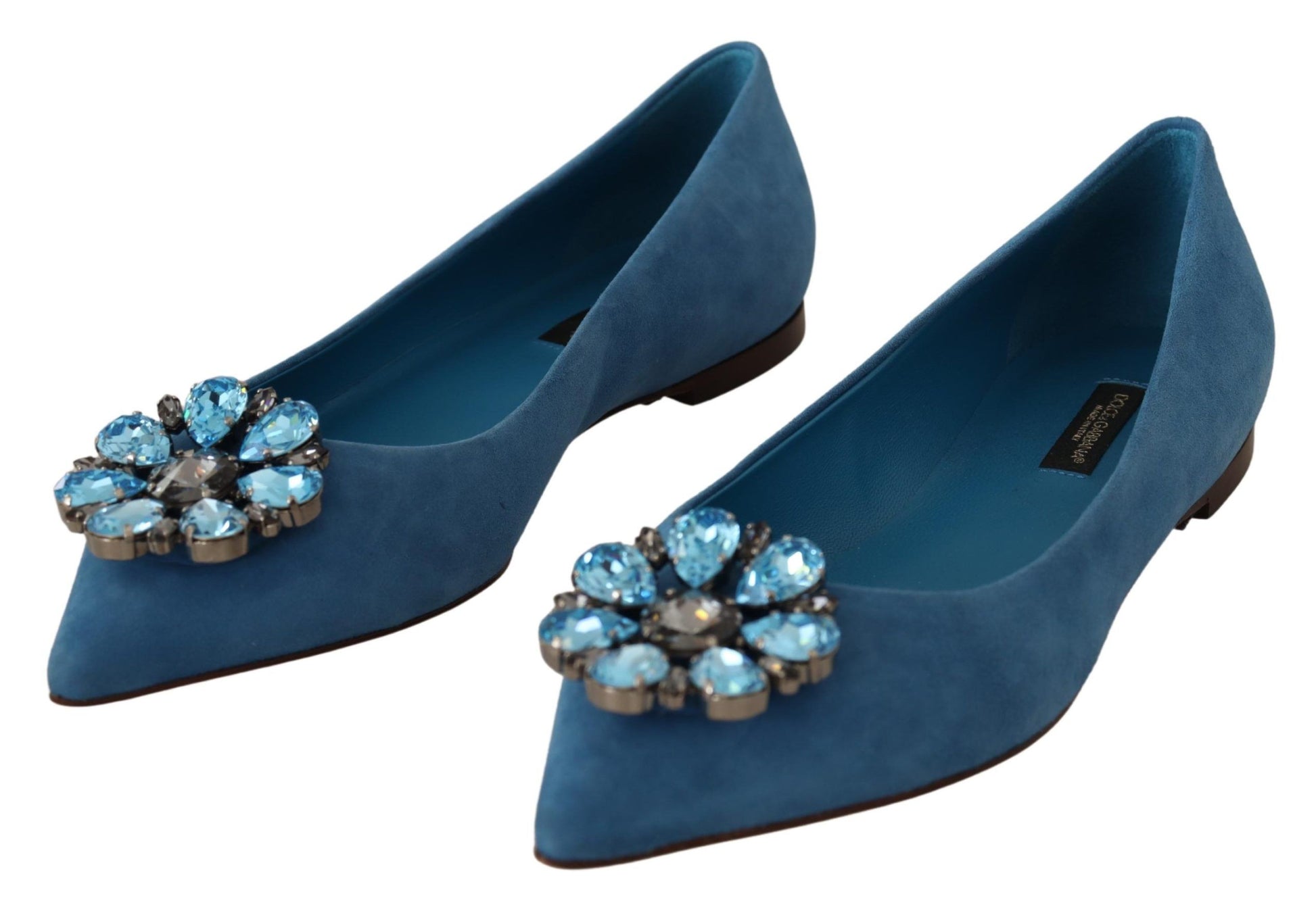 Dolce & Gabbana Elegant Crystal-Embellished Suede Flats - ACCEXO