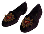 Dolce & Gabbana Chic Purple Velvet Loafers with Heart Detail - ACCEXO