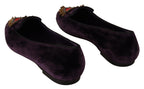 Dolce & Gabbana Chic Purple Velvet Loafers with Heart Detail - ACCEXO