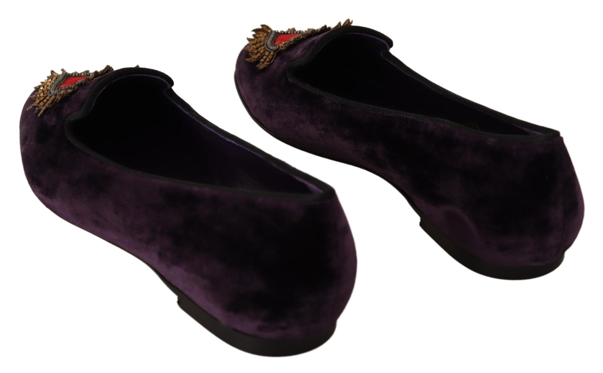 Dolce & Gabbana Chic Purple Velvet Loafers with Heart Detail - ACCEXO