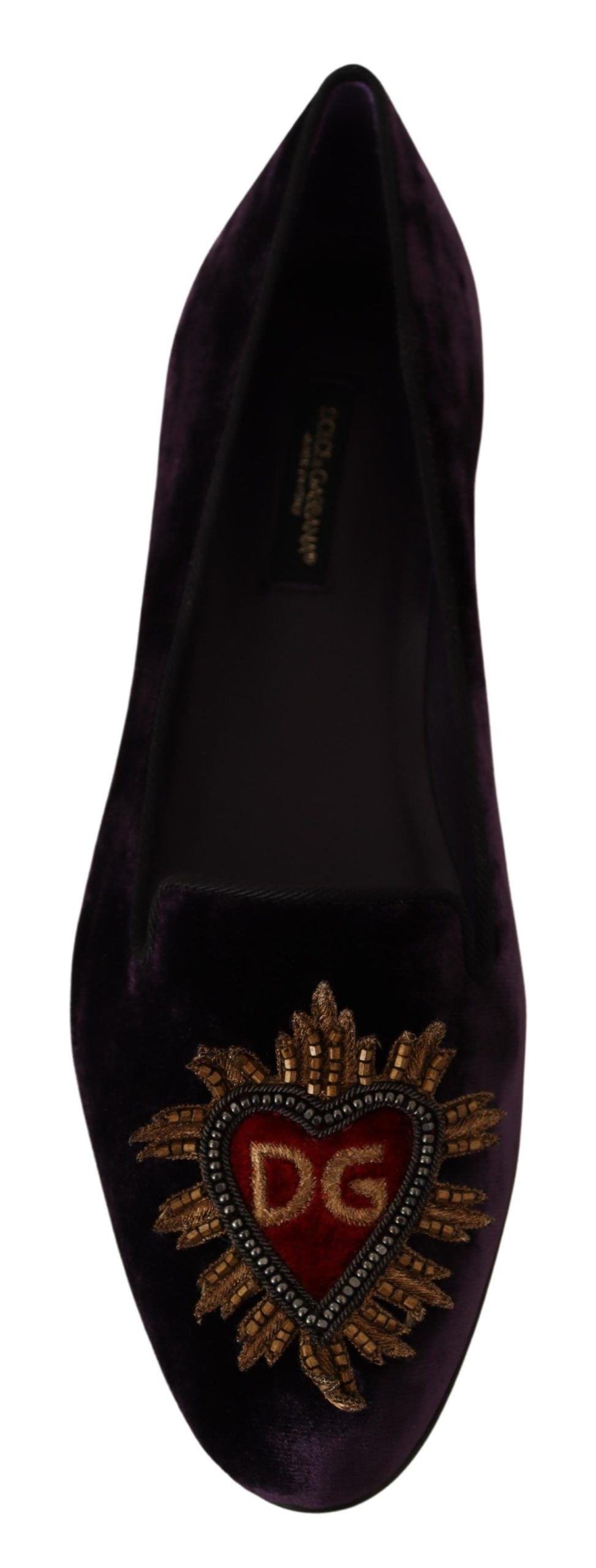 Dolce & Gabbana Chic Purple Velvet Loafers with Heart Detail - ACCEXO