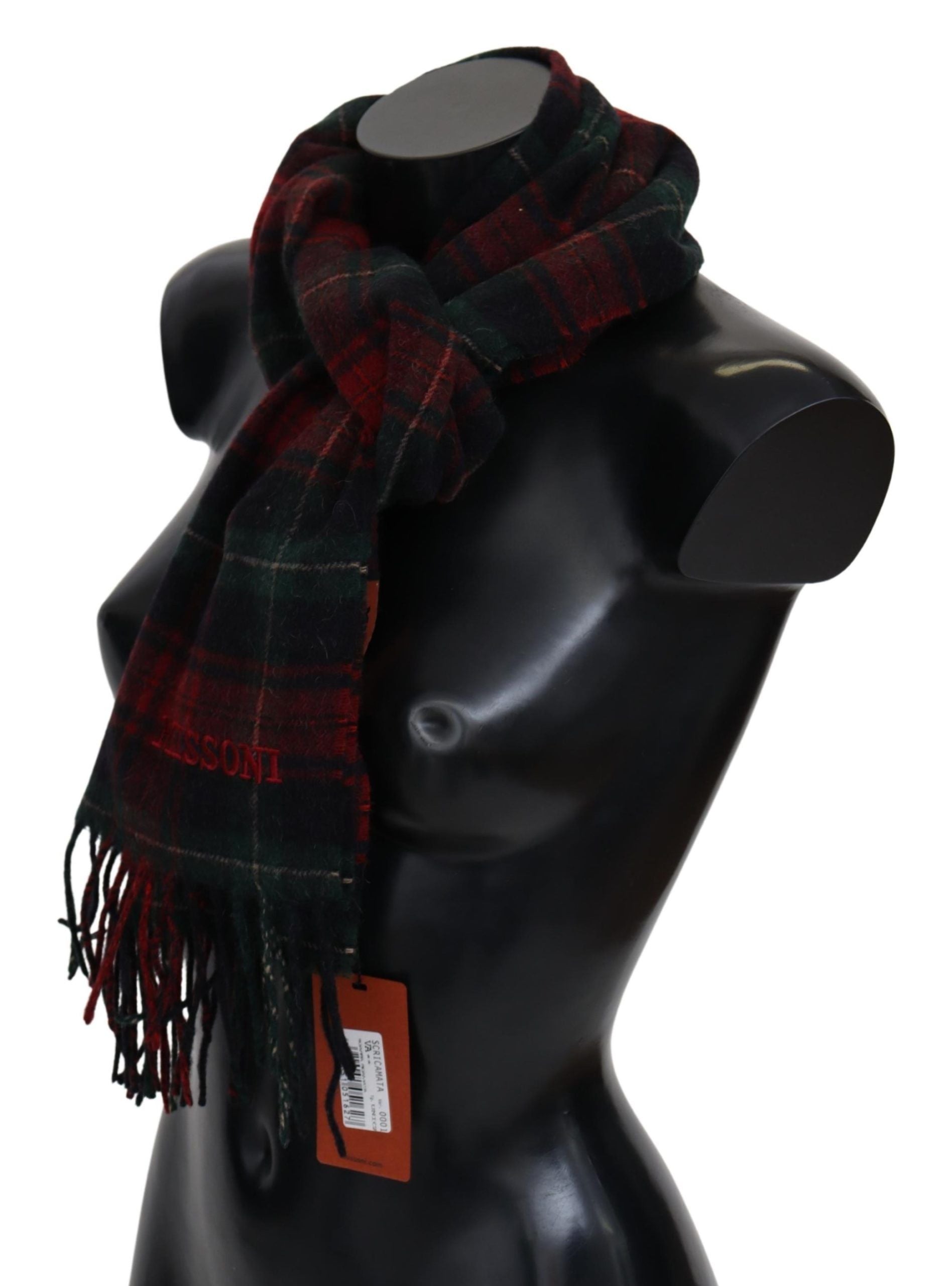 Missoni Elegant Check Wool Scarf with Logo Embroidery - ACCEXO