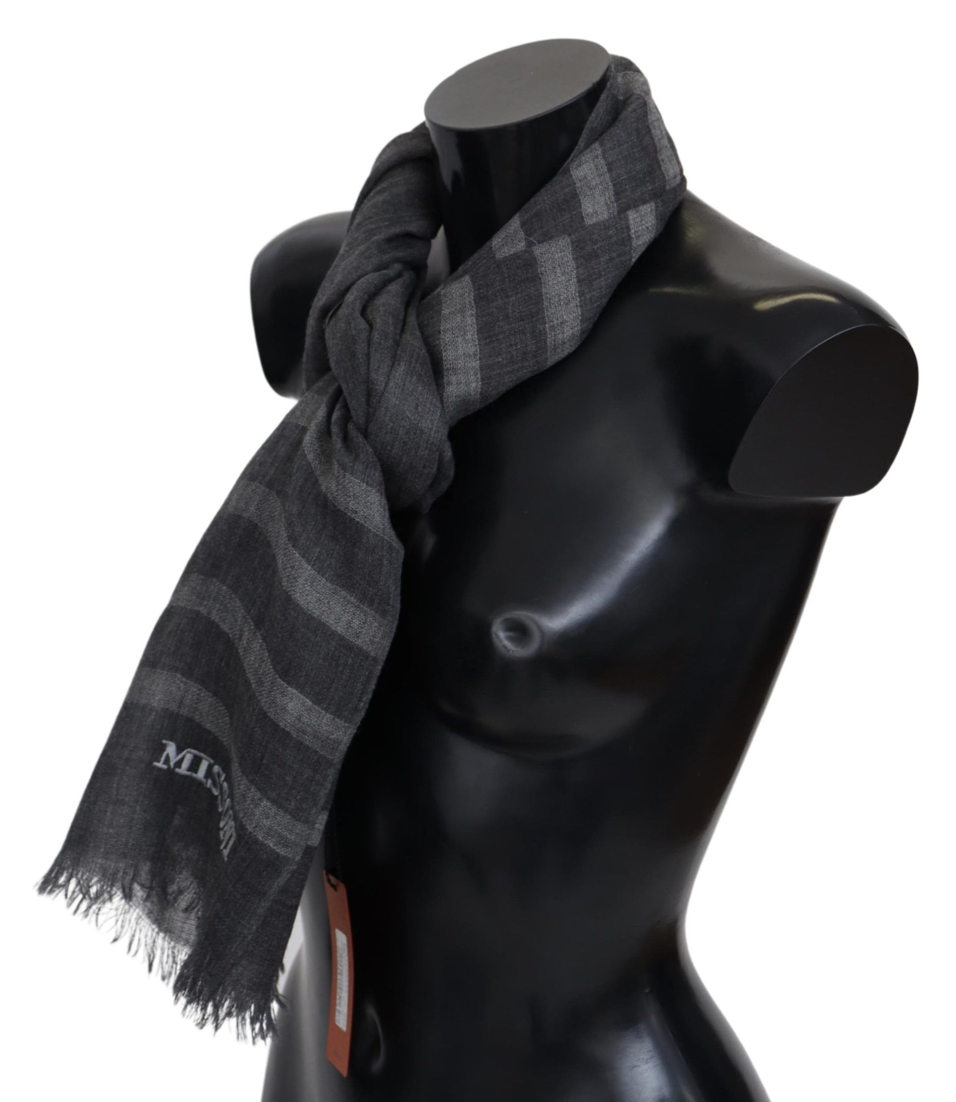 Missoni Elegant Unisex Wool Scarf with Logo Embroidery - ACCEXO