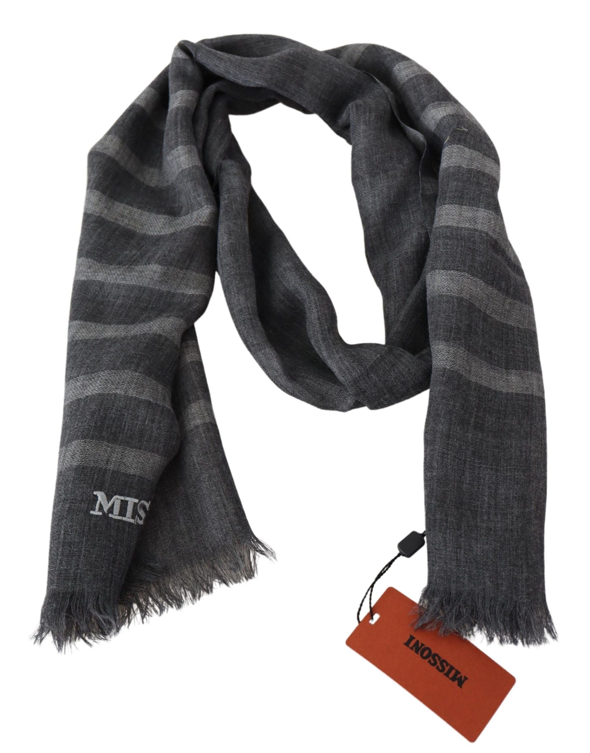 Missoni Elegant Unisex Wool Scarf with Logo Embroidery - ACCEXO