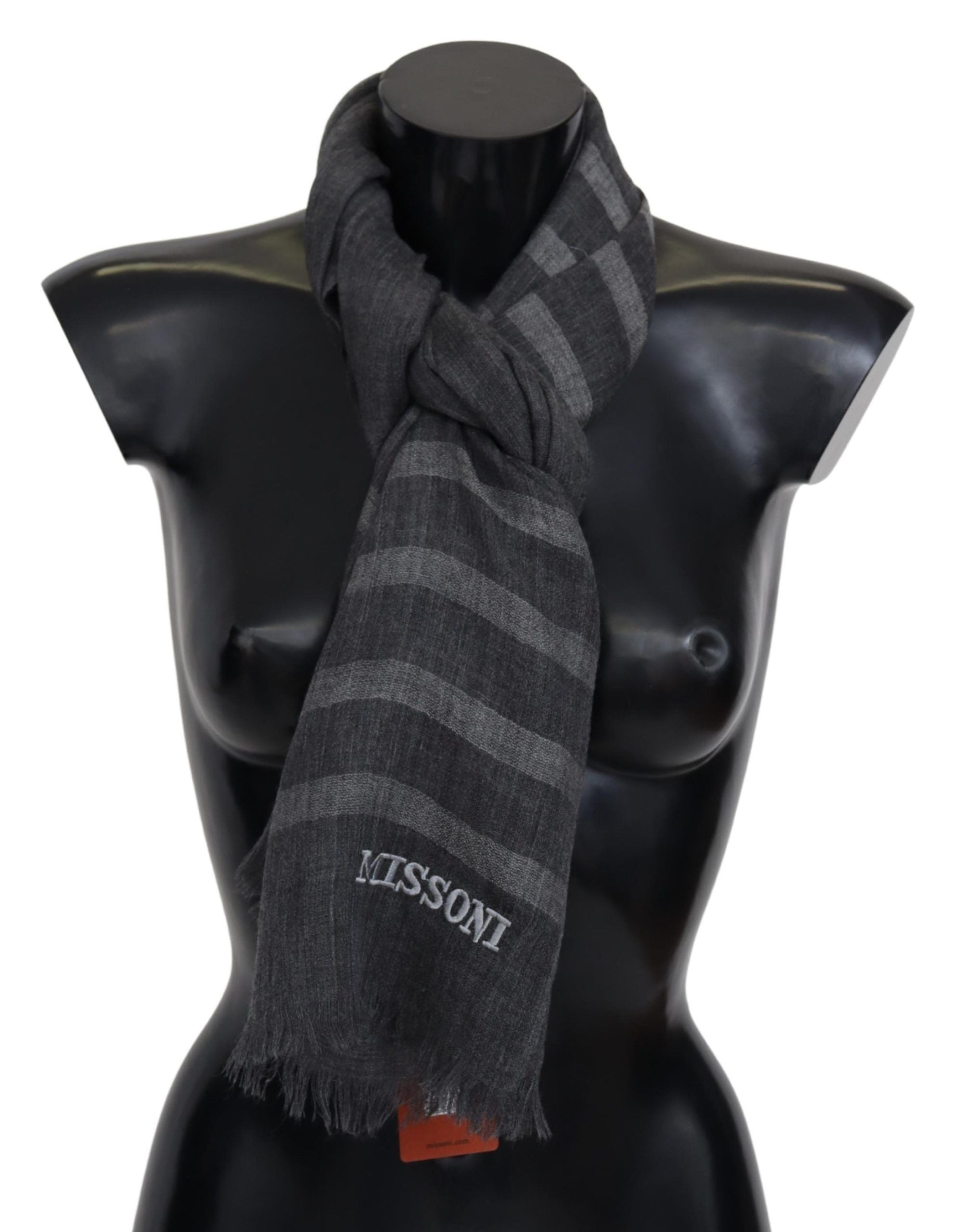 Missoni Elegant Unisex Wool Scarf with Logo Embroidery - ACCEXO