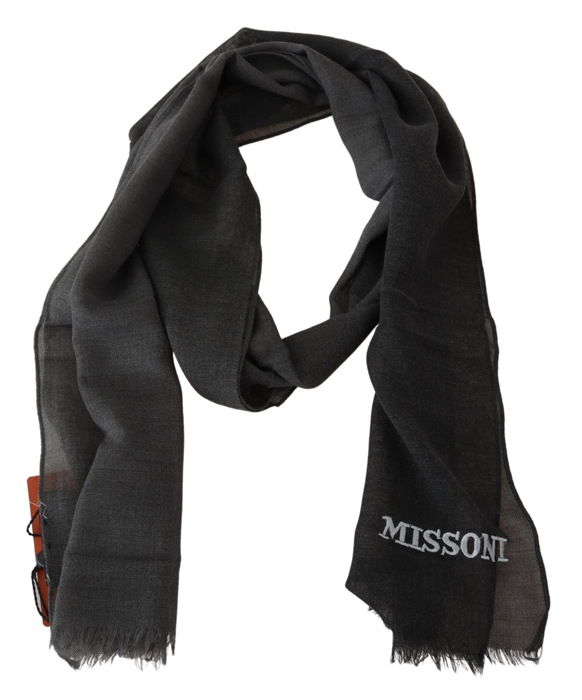 Missoni Elegant Black Wool Scarf with Fringes - ACCEXO