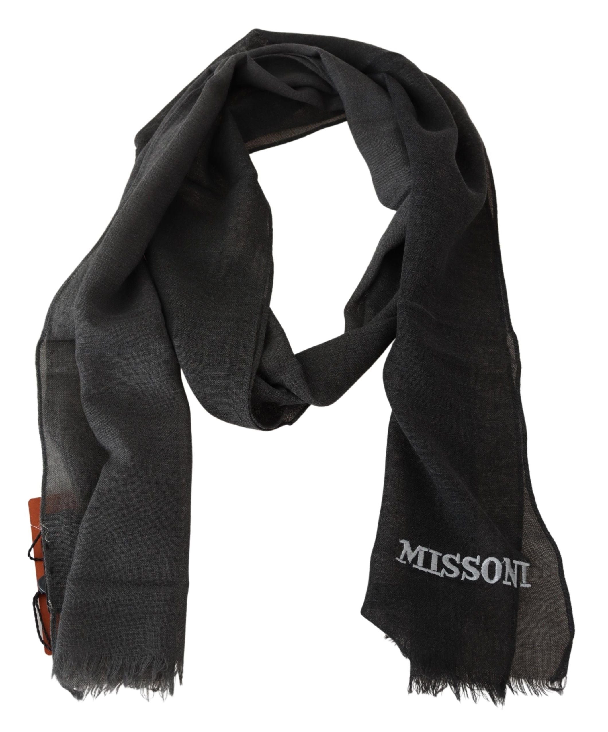 Missoni Elegant Black Wool Scarf with Fringes - ACCEXO