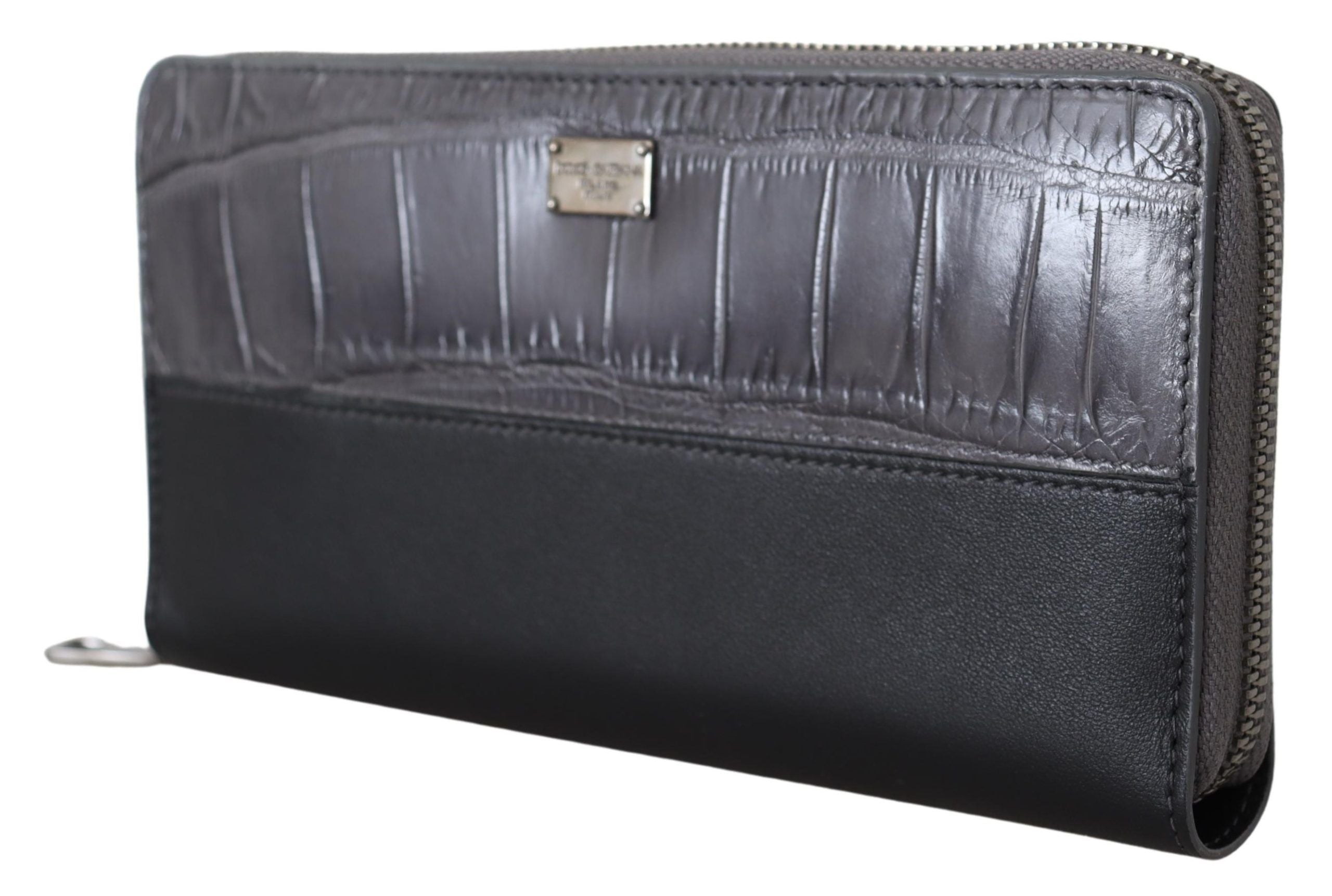 Dolce & Gabbana Elegant Textured Leather Zip-Around Wallet - ACCEXO