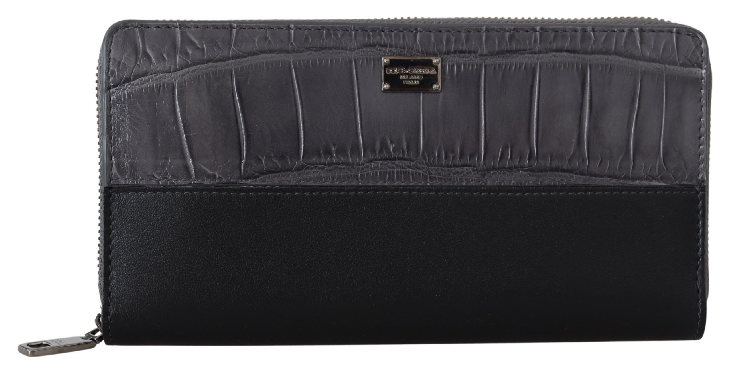 Dolce & Gabbana Elegant Textured Leather Zip-Around Wallet - ACCEXO