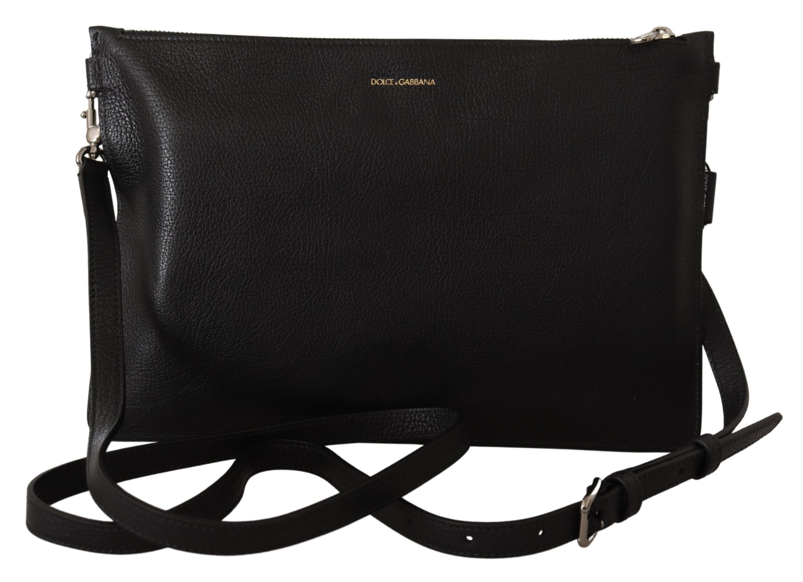 Dolce & Gabbana Elegant Black Leather Sling Shoulder Bag - ACCEXO