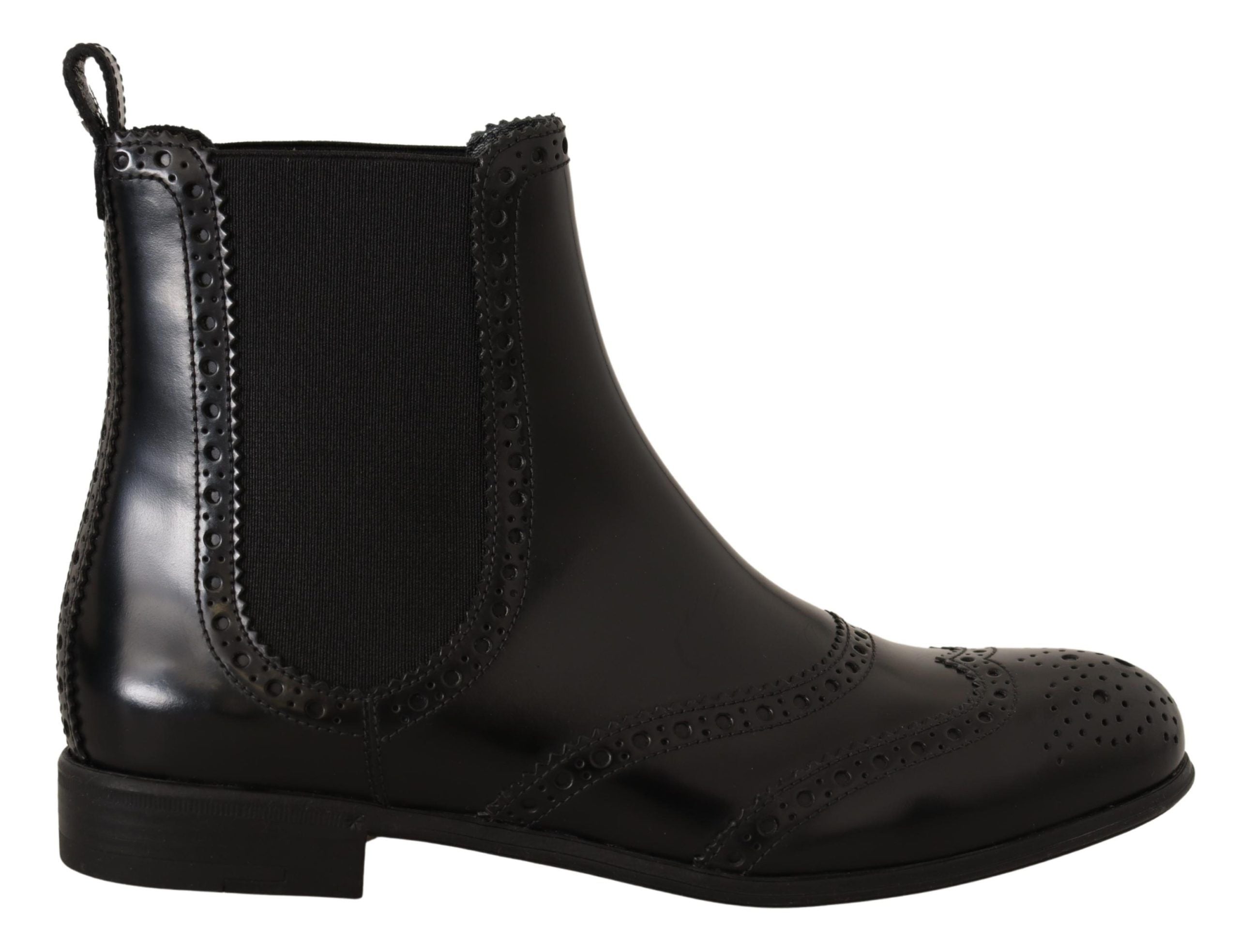 Dolce & Gabbana Elegant Black Ankle Wingtip Oxford Boots - ACCEXO