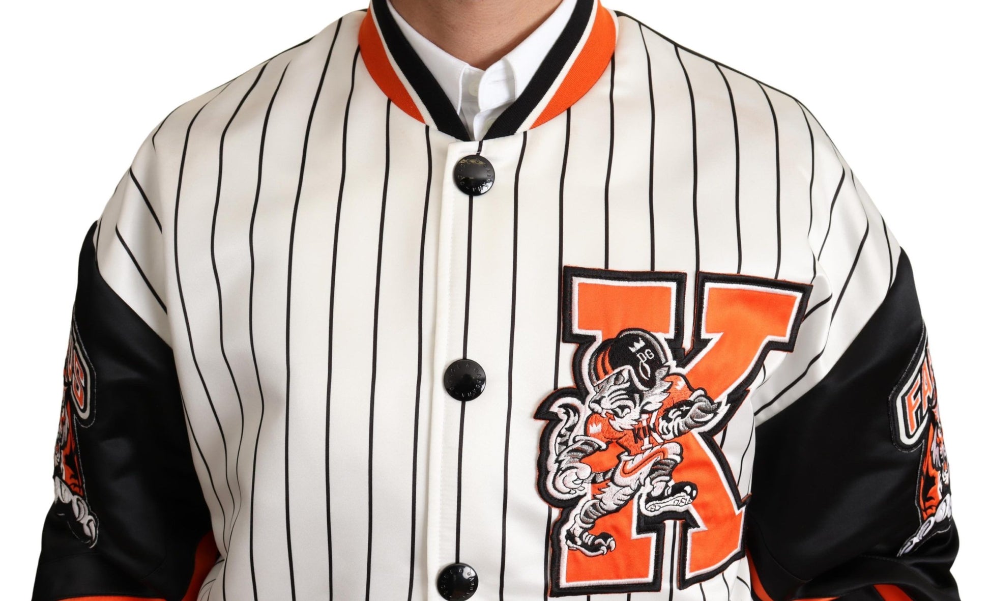 Dolce & Gabbana Regal Lion Bomber Jacket in White - ACCEXO