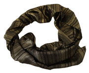 Dolce & Gabbana Metallic Gold Silk Stretch Shawl Wrap Scarf for Women