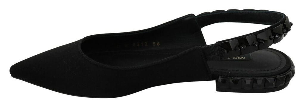 Dolce & Gabbana Elegant Silk Blend Slingback Flats with Crystals - ACCEXO