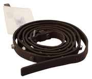 Costume National Chic Brown Leather Fashion Belt with Silver Buckle - ACCEXO